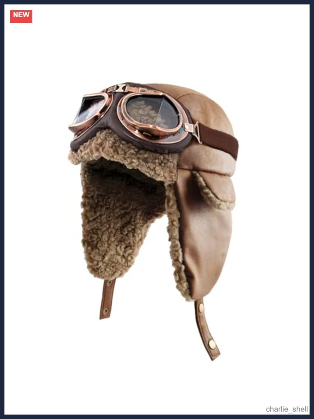 Aviator Hat with Goggles Faux Suede Faux Fur Trapper Hat Costume Accessory